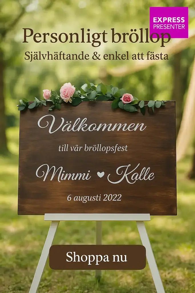 Bröllopstext Klisterdekal - Express - presenter