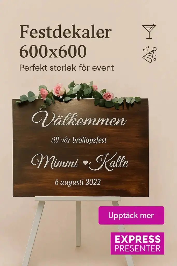 Bröllopstext Klisterdekal - Express - presenter