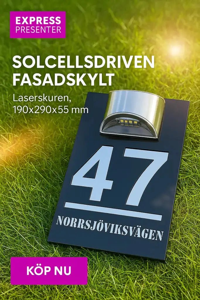 Hus - /fasadskylt soldriven - Express - presenter