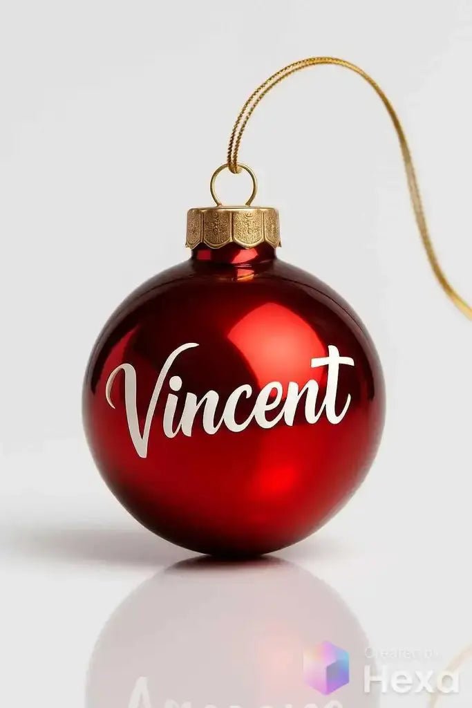 Julgranskula | Julig kula i varm blank röd färg med namn 5 cm - Express - presenter