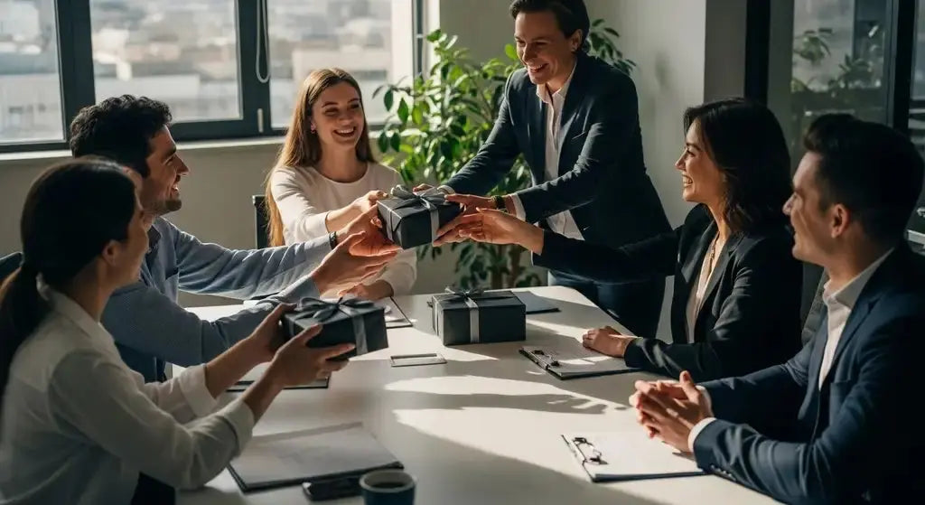 företagspresenter kontorsmiljö teamwork