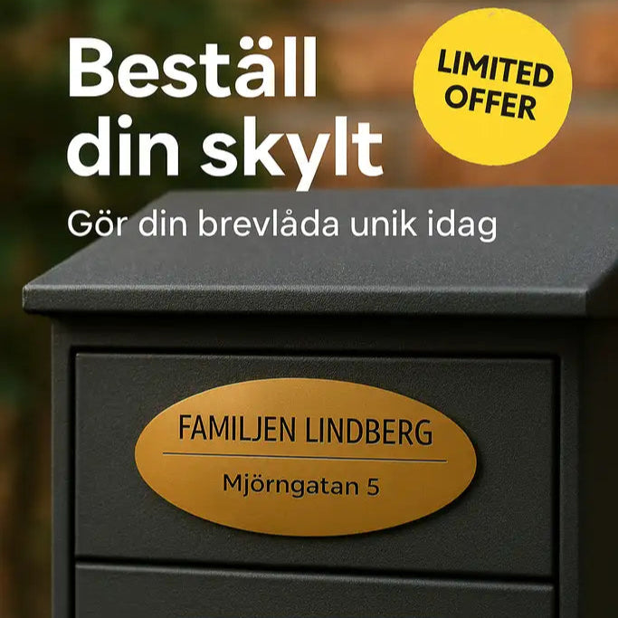 Skylt postlåda