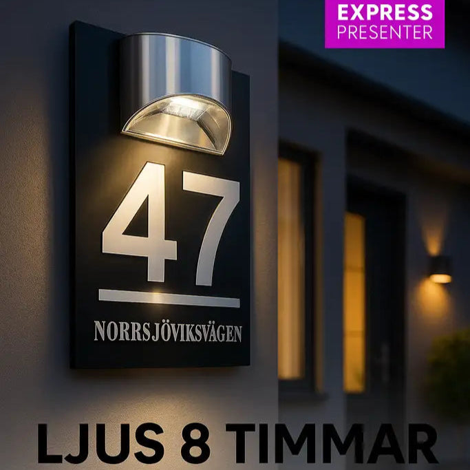 Hus/Fasadskylt solcellsdriven