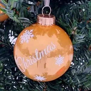 Gylden gul julekugle med egen tekst