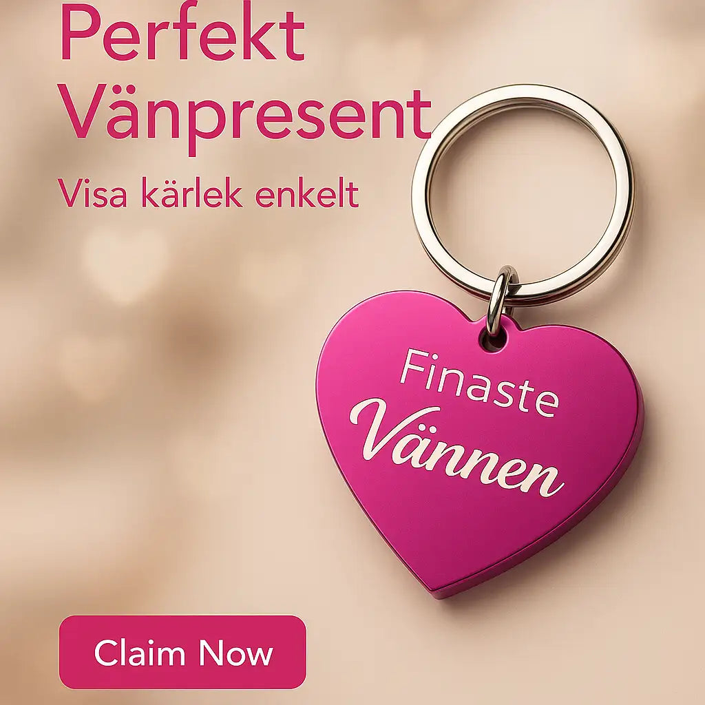 Nyckelring | Finaste vännen (rosa) från Express-presenter - en hjärtformad nyckelring med graverad text. Perfekt present till din bästa vän! Claim Now-knapp längst ner till vänster.