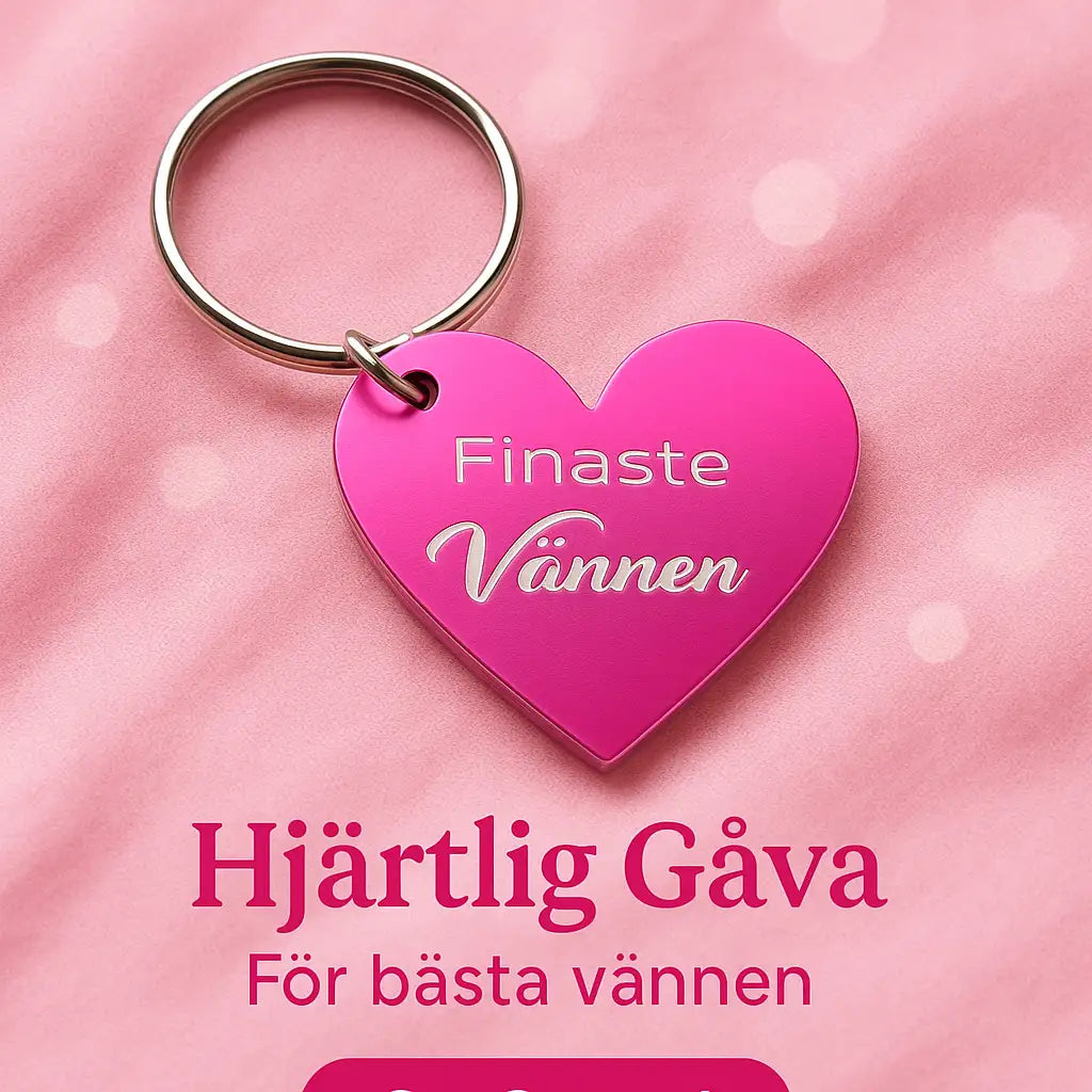 Nyckelring | Finaste vännen (rosa) från Express-presenter - en hjärtformad rosa nyckelring med text. Den perfekta gåvan och symbolen för er speciella vänskap.