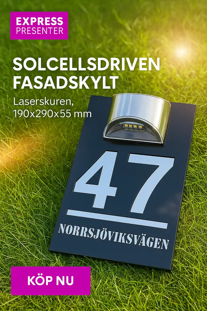 Hus/Fasadskylt solcellsdriven