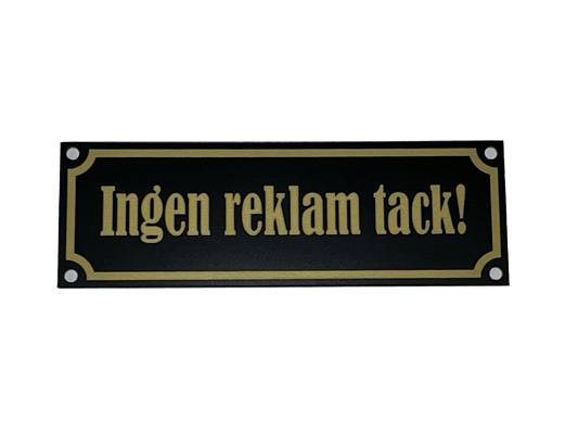 Ingen reklam tack (skylt)