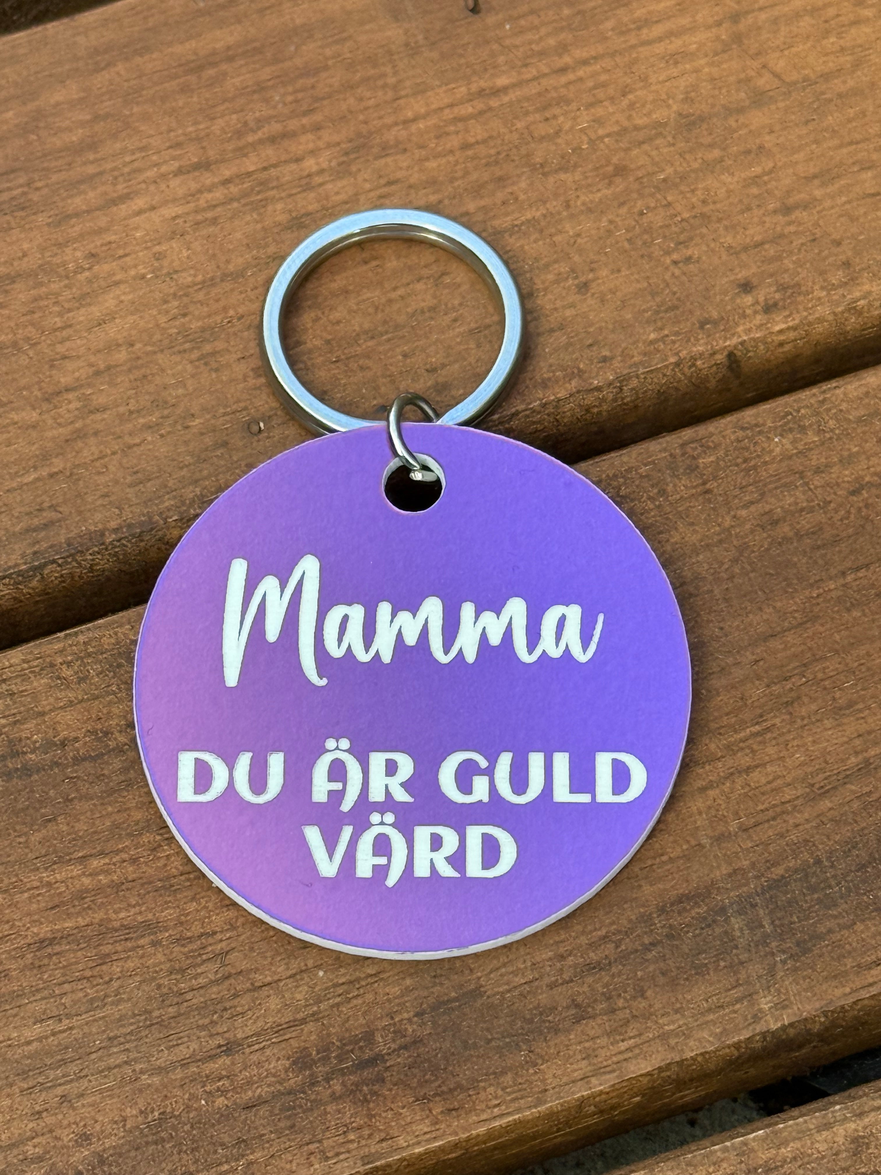 Nyckelring | Mamma du är guld värd (Lila)