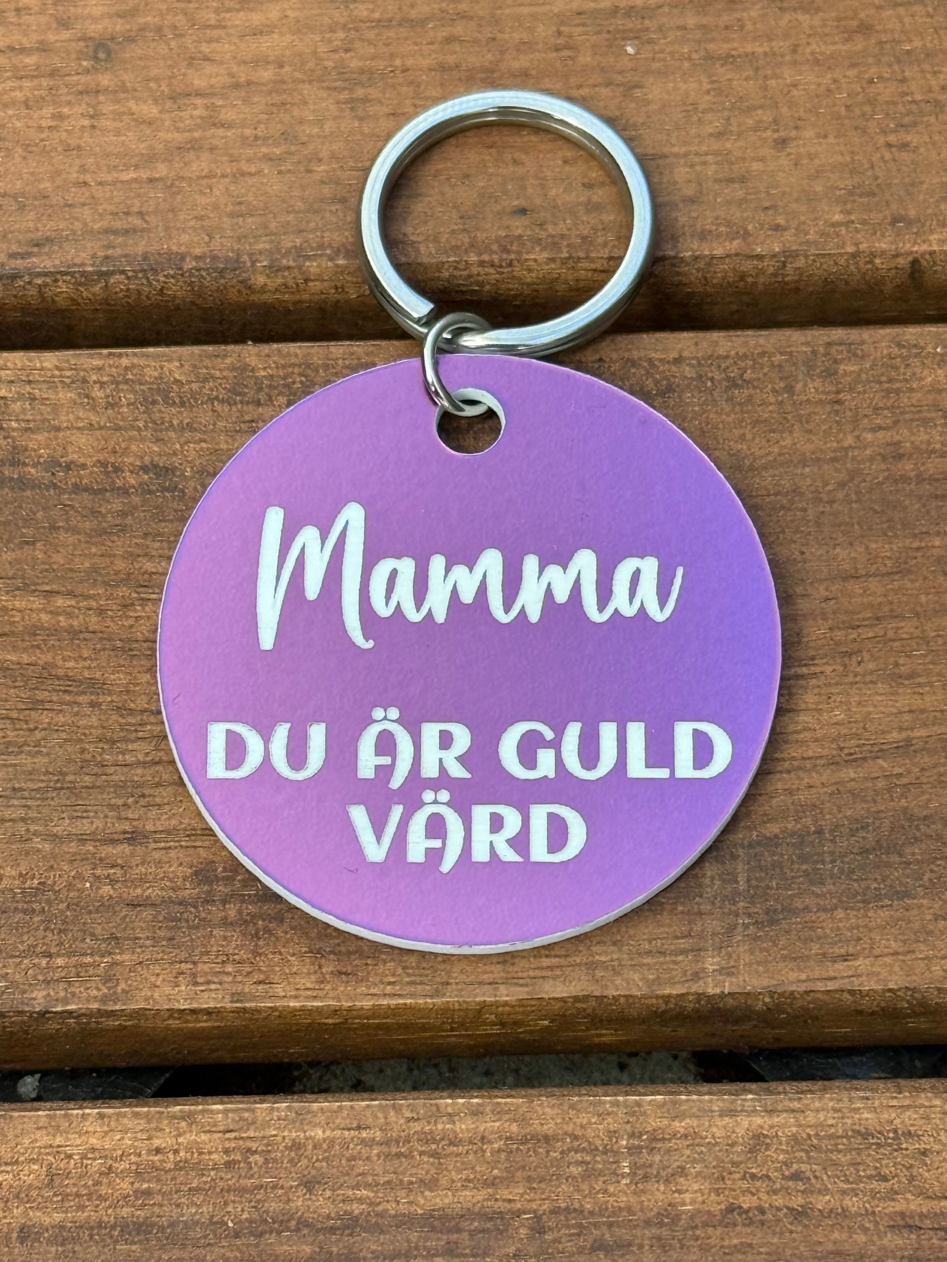 Nyckelring | Mamma du är guld värd (Lila)
