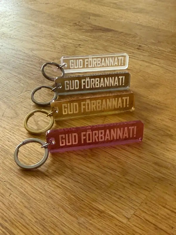 Nyckelring | “Gud förbannat” i spegelplast - Expresspresenter.se