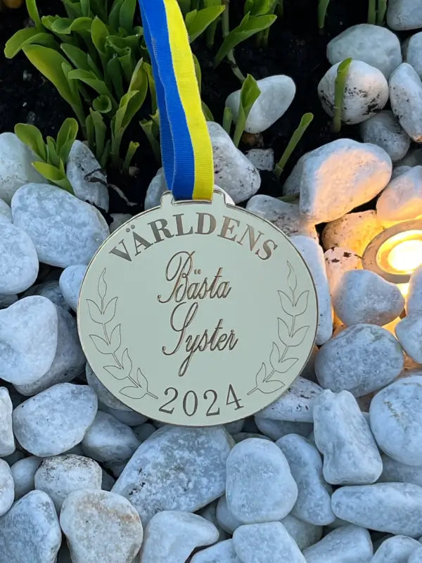Medalj världens bästa syster - DinMedalj