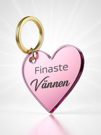Rosa nyckelring med form av hjärta med texten finaste vännen
