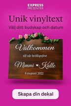 Bröllopstext Klisterdekal - Express - presenter