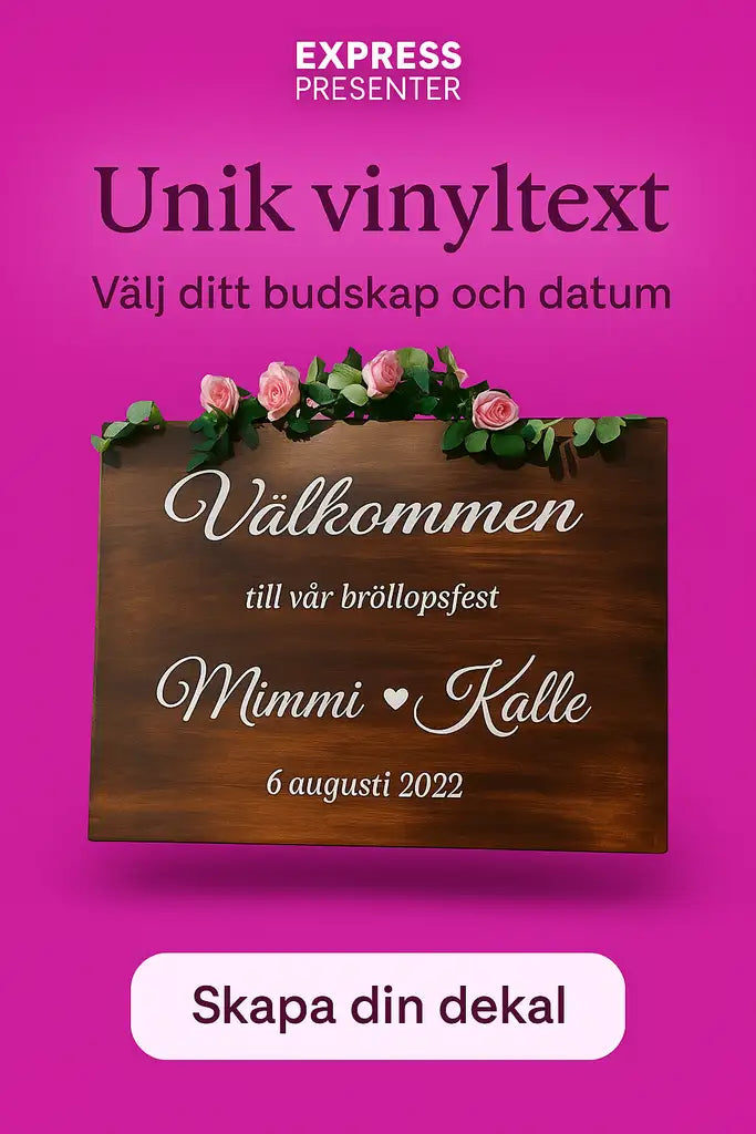 Bröllopstext Klisterdekal