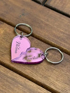 Nyckelring - Halvt hjärta i spegelplast (rosa) - Express - presenter